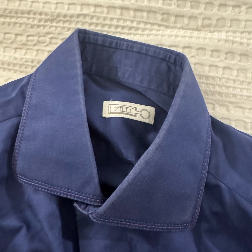 Zilli Men’s Blue Button Down Collared Dress Shirt